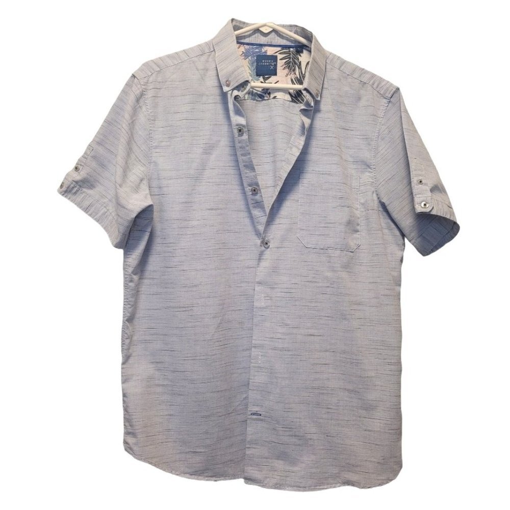Men's Casual Button Down Cotton Short Sleeve Shirt, L
